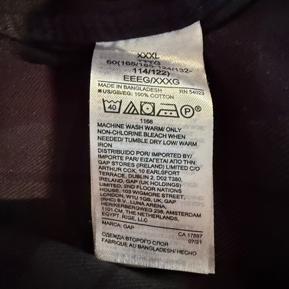 GAP Men’s Navy & Green Plaid Flannel Shirt in Size XXXL - Picture 3 of 5